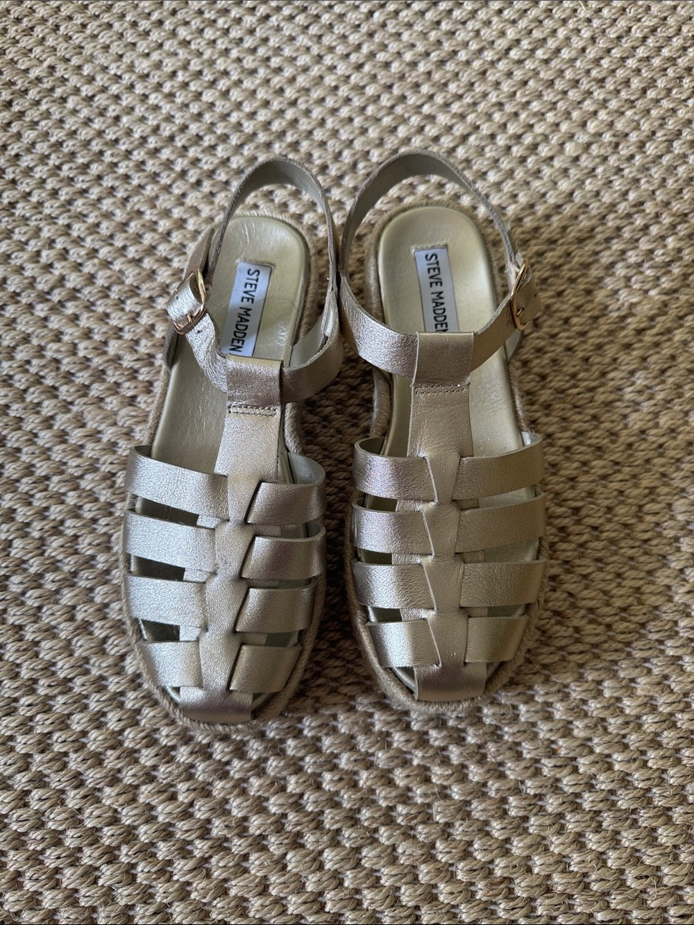Steve Madden Metallic Taupe/Bronze Woven Fisherman Sandals